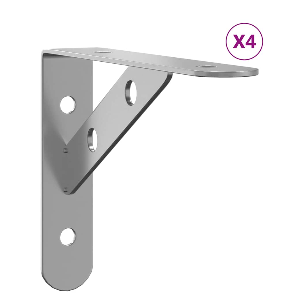 Staffe per Mensola 4 pz 15x2,5x11,5 cm in Acciaio Inox Argento | homemem39
