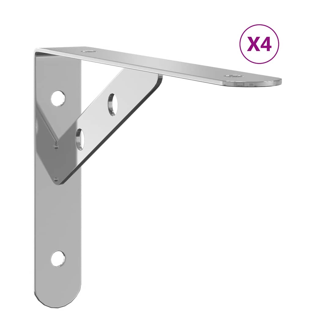 Staffe per Mensola 4 pz 20x2,5x14 cm in Acciaio Inox Argento | homemem39
