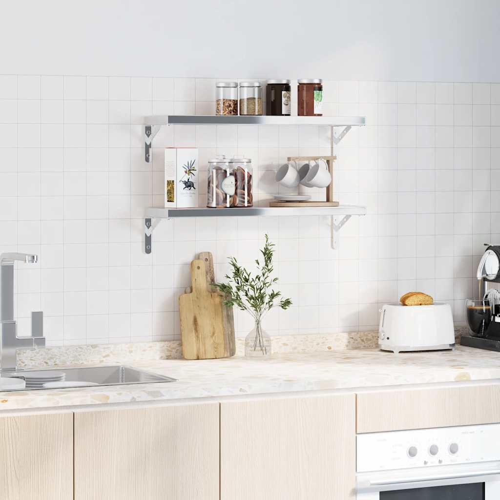 Staffe per Mensola 4 pz 20x2,5x14 cm in Acciaio Inox Argento | homemem39