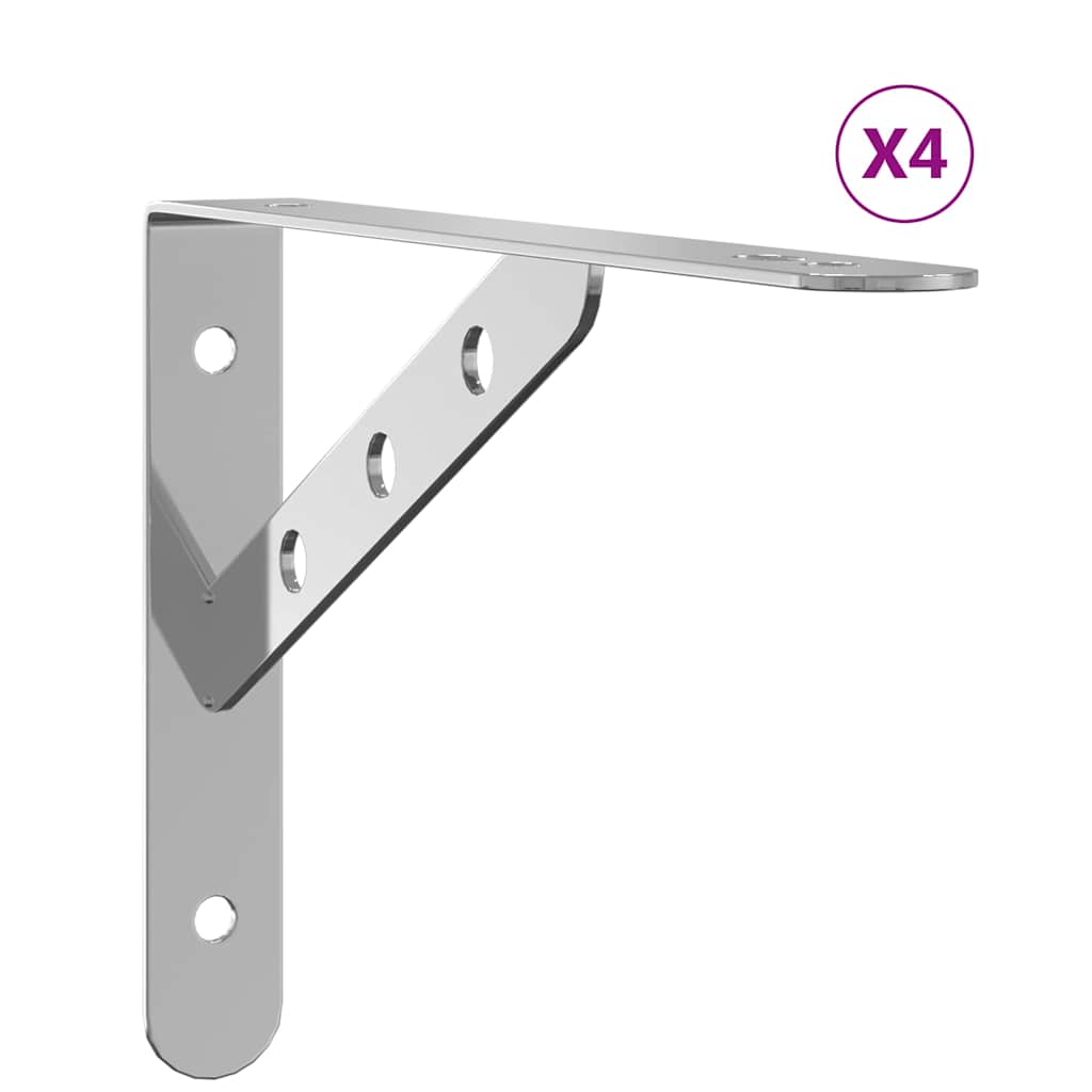 Staffe per Mensola 4 pz 23,5x2,5x15,5cm in Acciaio Inox Argento | homemem39