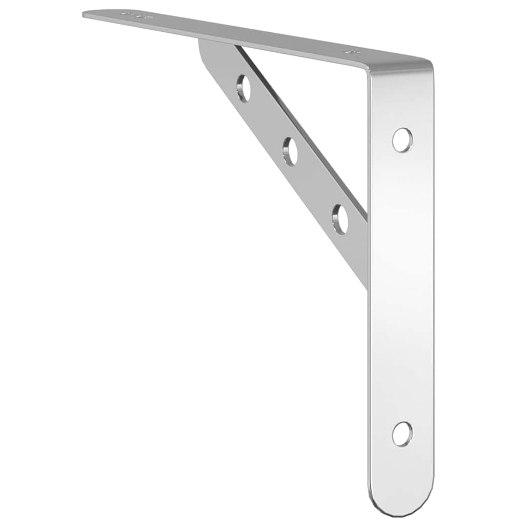 Staffe per Mensola 4 pz 23,5x2,5x15,5cm in Acciaio Inox Argento