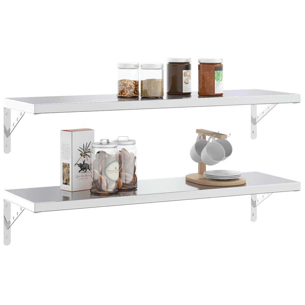 Staffe per Mensola 4 pz 30x2,5x15,5 cm in Acciaio Inox Argento | homemem39
