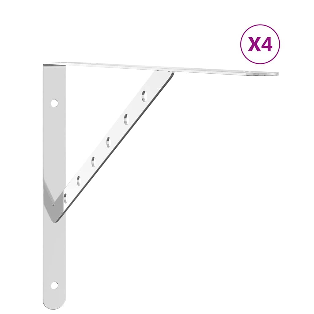 Staffe per Mensola 4 pz 40x2,5x25 cm in Acciaio Inox Argento | homemem39