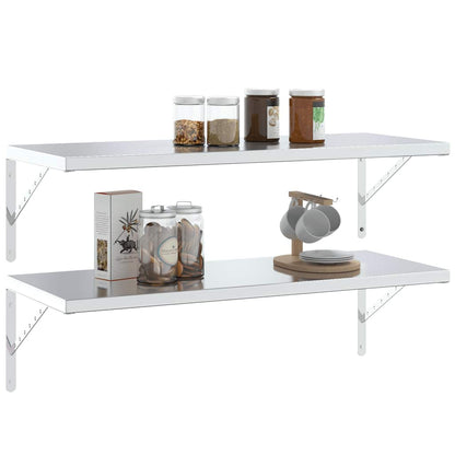 Staffe per Mensola 4 pz 40x2,5x25 cm in Acciaio Inox Argento | homemem39