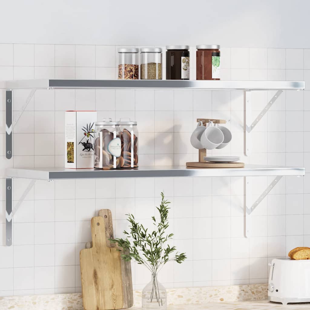 Staffe per Mensola 4 pz 40x2,5x25 cm in Acciaio Inox Argento | homemem39