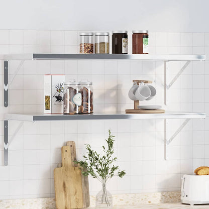 Staffe per Mensola 4 pz 40x2,5x25 cm in Acciaio Inox Argento | homemem39