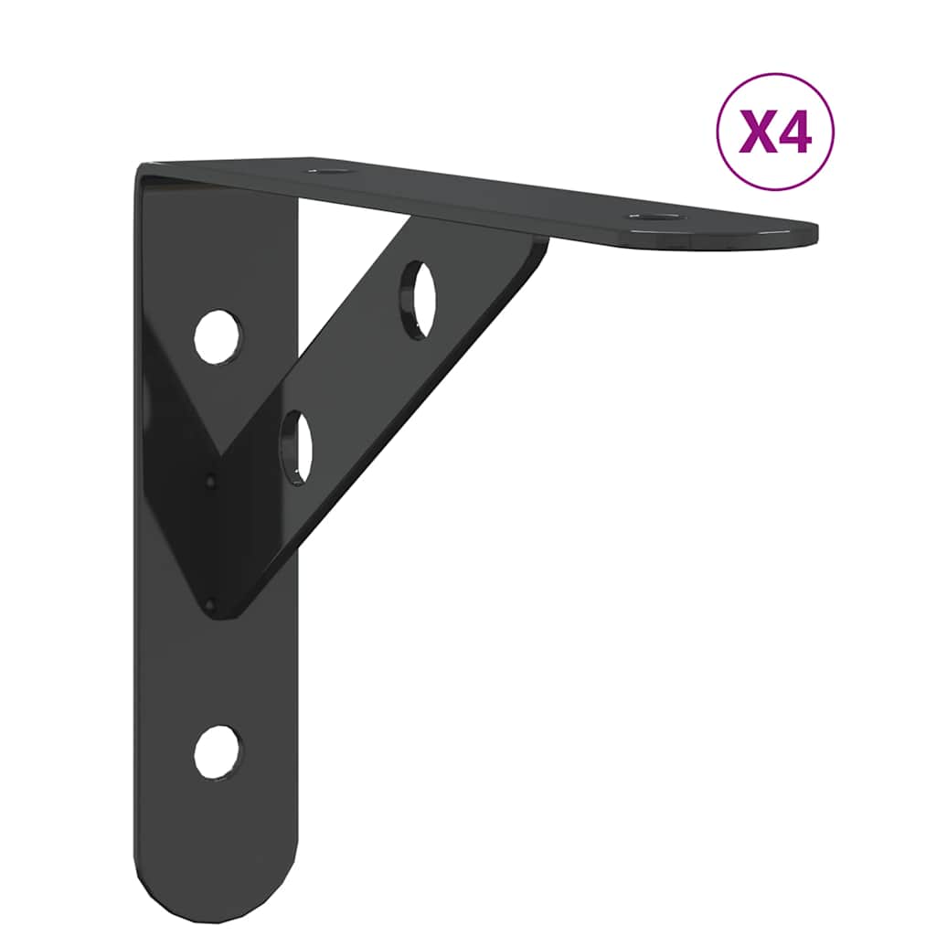 Staffe per Mensola 4 pz 15x2,5x11,5 cm in Acciaio Inox Nero | homemem39