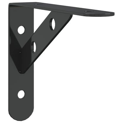 Staffe per Mensola 4 pz 15x2,5x11,5 cm in Acciaio Inox Nero | homemem39