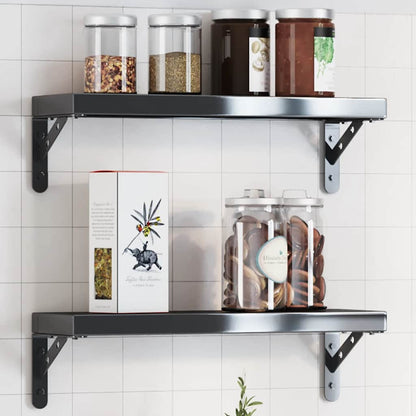 Staffe per Mensola 4 pz 15x2,5x11,5 cm in Acciaio Inox Nero | homemem39