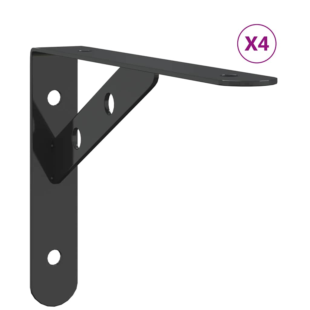 Staffe per Mensola 4 pz 20x2,5x14 cm in Acciaio Inox Nero | homemem39