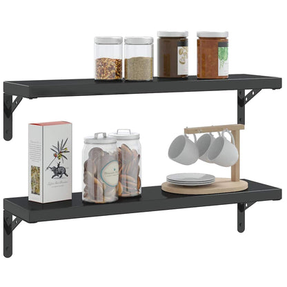 Staffe per Mensola 4 pz 20x2,5x14 cm in Acciaio Inox Nero | homemem39