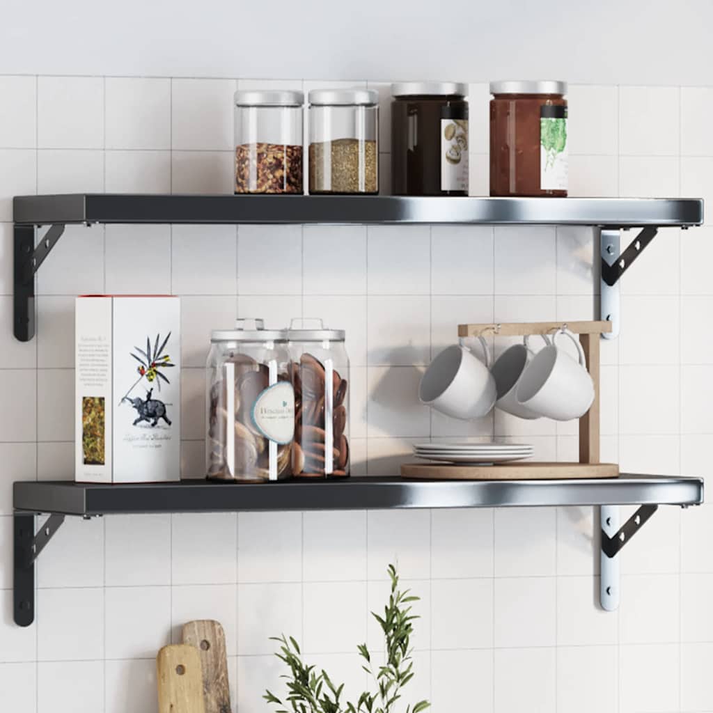 Staffe per Mensola 4 pz 20x2,5x14 cm in Acciaio Inox Nero | homemem39