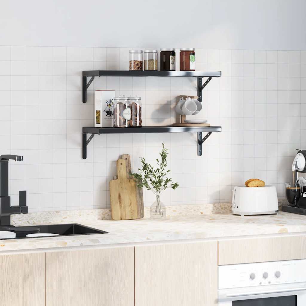 Staffe per Mensola 4 pz 23,5x2,5x15,5 cm in Acciaio Inox Nero