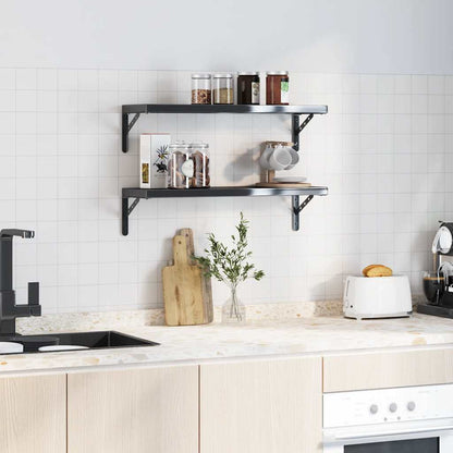 Staffe per Mensola 4 pz 23,5x2,5x15,5 cm in Acciaio Inox Nero