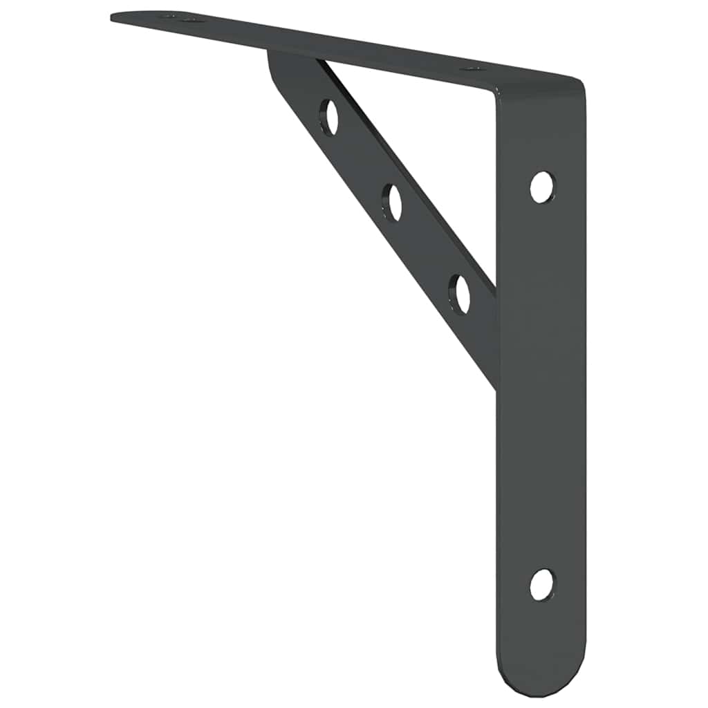 Staffe per Mensola 4 pz 23,5x2,5x15,5 cm in Acciaio Inox Nero