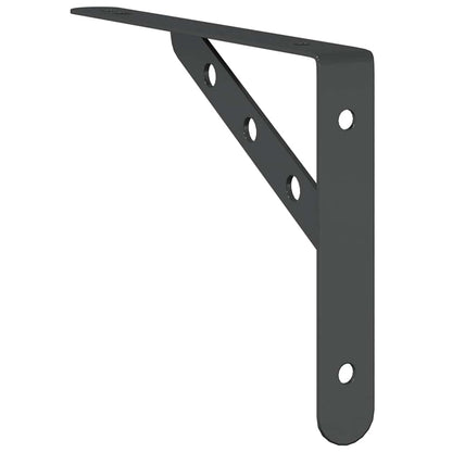 Staffe per Mensola 4 pz 23,5x2,5x15,5 cm in Acciaio Inox Nero