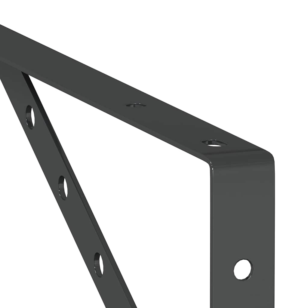 Staffe per Mensola 4 pz 23,5x2,5x15,5 cm in Acciaio Inox Nero