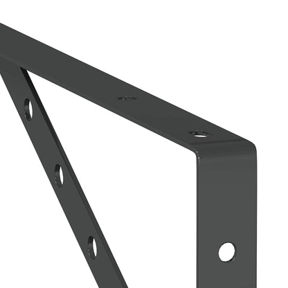 Staffe per Mensola 4 pz 23,5x2,5x15,5 cm in Acciaio Inox Nero