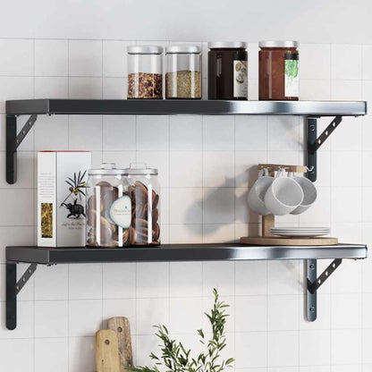 Staffe per Mensola 4 pz 23,5x2,5x15,5 cm in Acciaio Inox Nero | homemem39