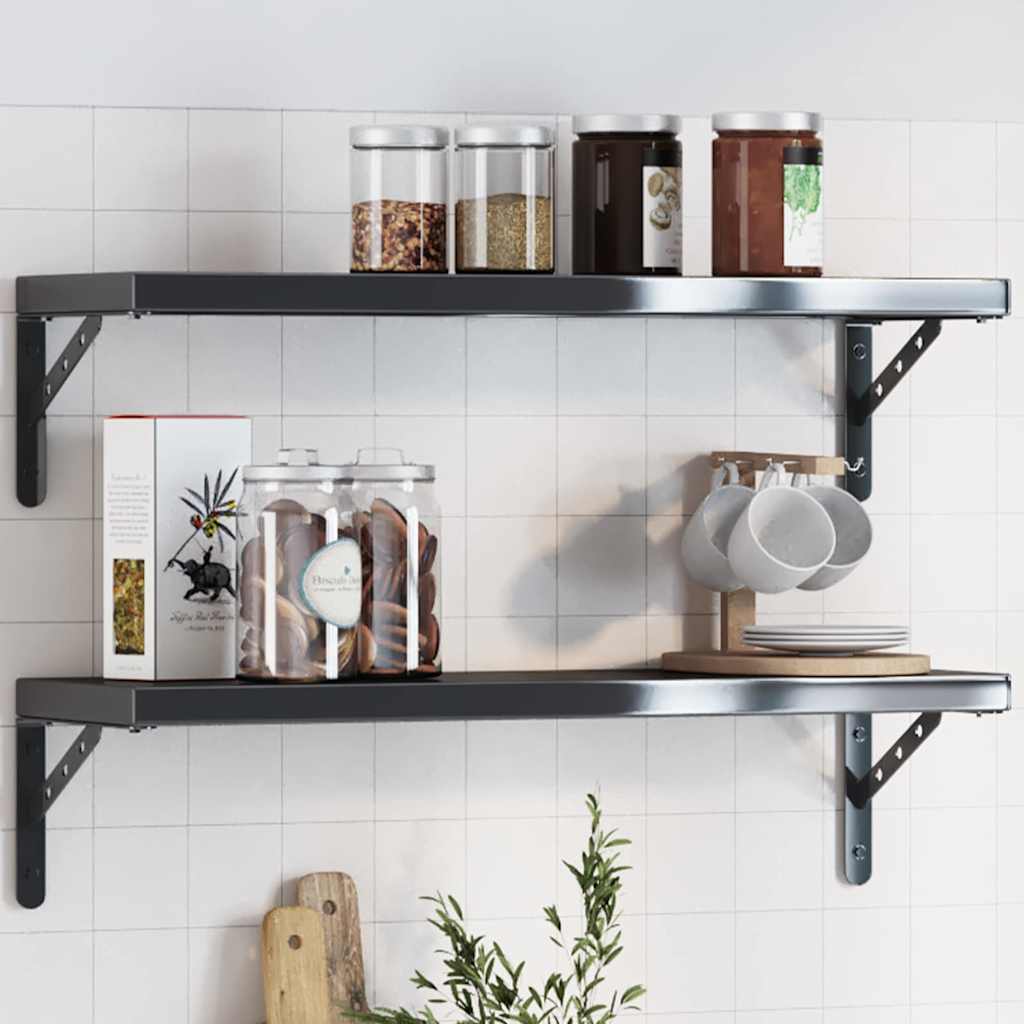 Staffe per Mensola 4 pz 23,5x2,5x15,5 cm in Acciaio Inox Nero