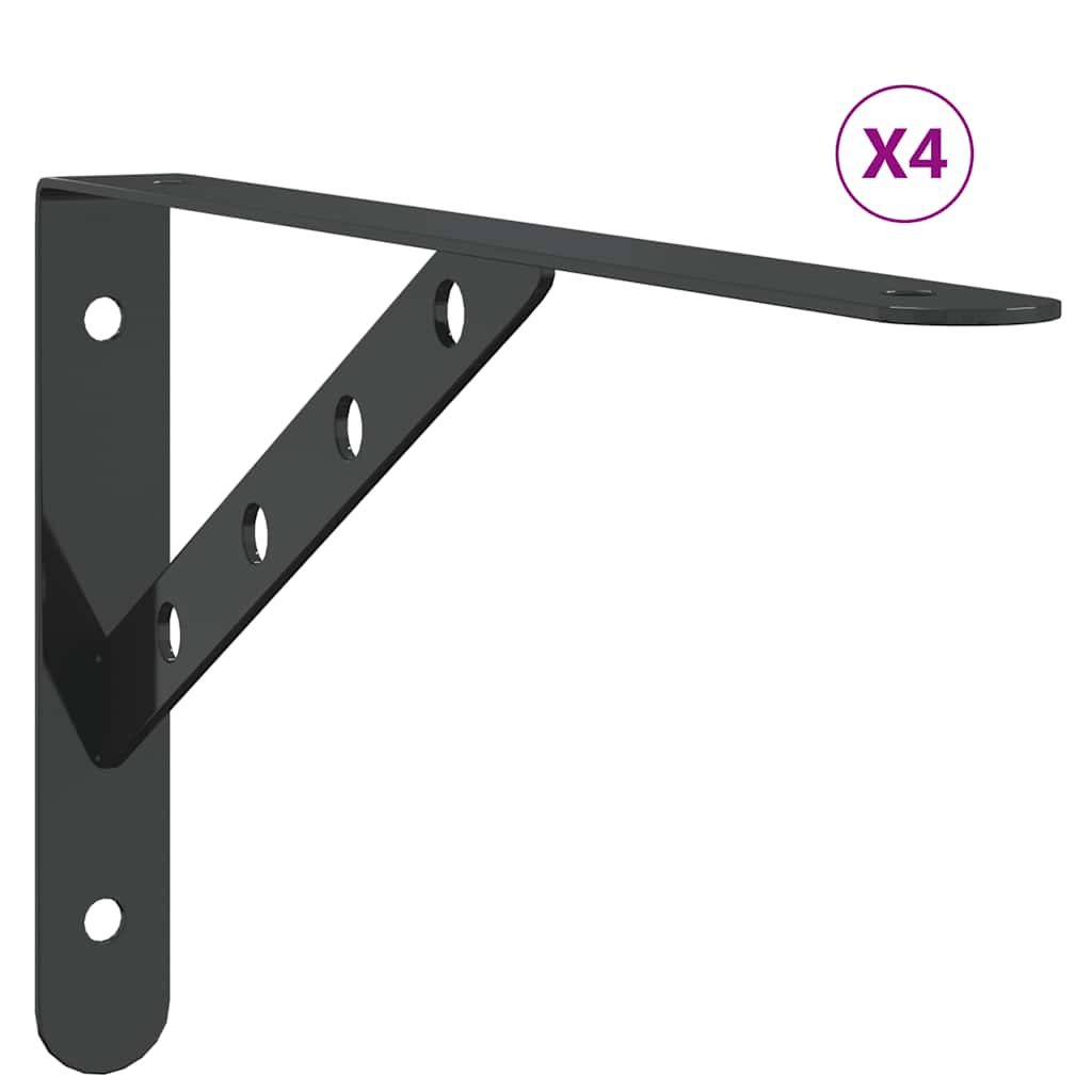 Staffe per Mensola 4 pz 30x2,5x15,5 cm in Acciaio Inox Nero | homemem39