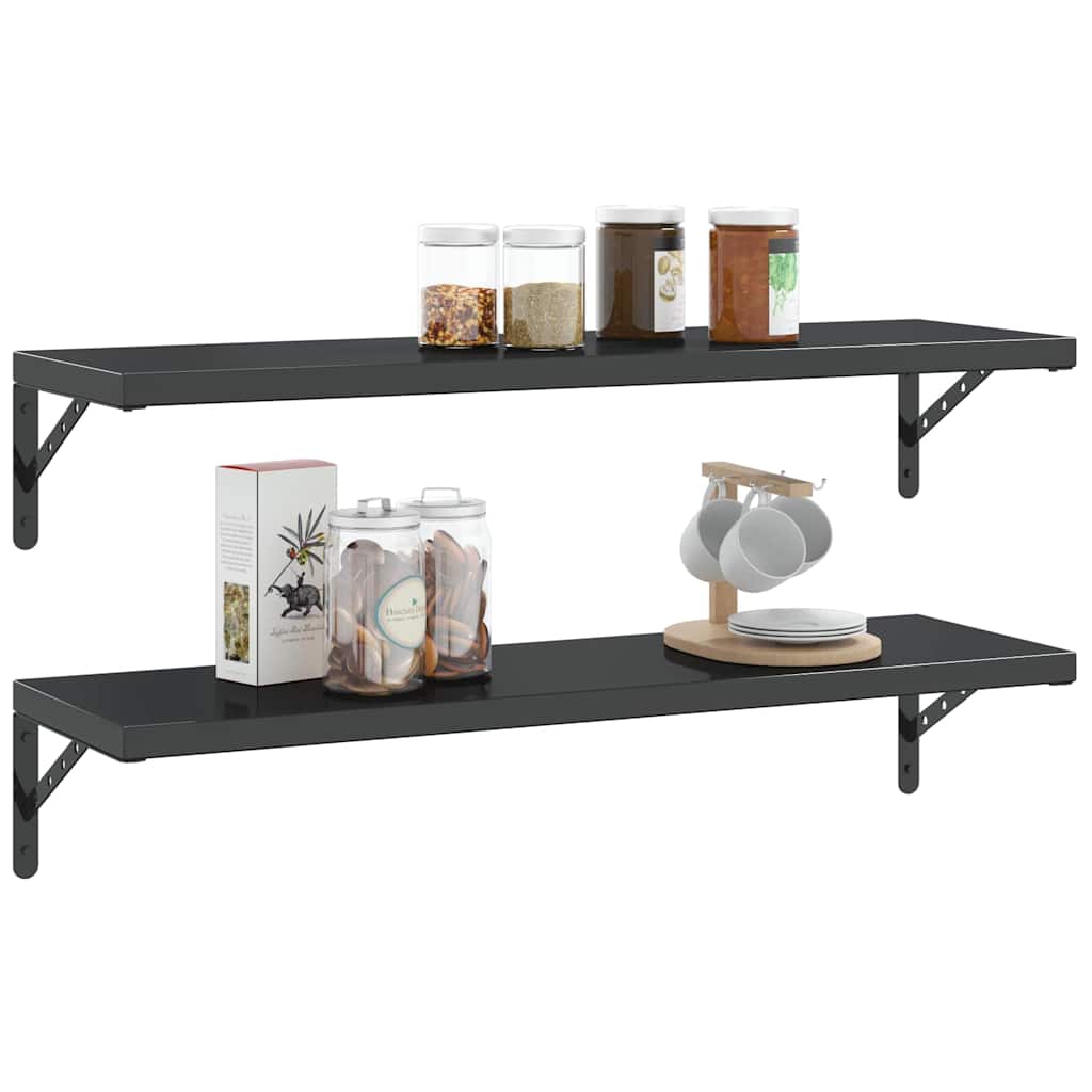 Staffe per Mensola 4 pz 30x2,5x15,5 cm in Acciaio Inox Nero