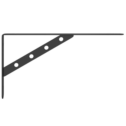 Staffe per Mensola 4 pz 30x2,5x15,5 cm in Acciaio Inox Nero