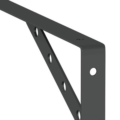 Staffe per Mensola 4 pz 30x2,5x15,5 cm in Acciaio Inox Nero