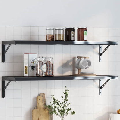 Staffe per Mensola 4 pz 30x2,5x15,5 cm in Acciaio Inox Nero | homemem39