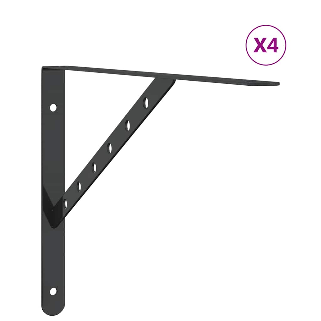 Staffe per Mensola 4 pz 40x2,5x25 cm in Acciaio Inox Nero | homemem39