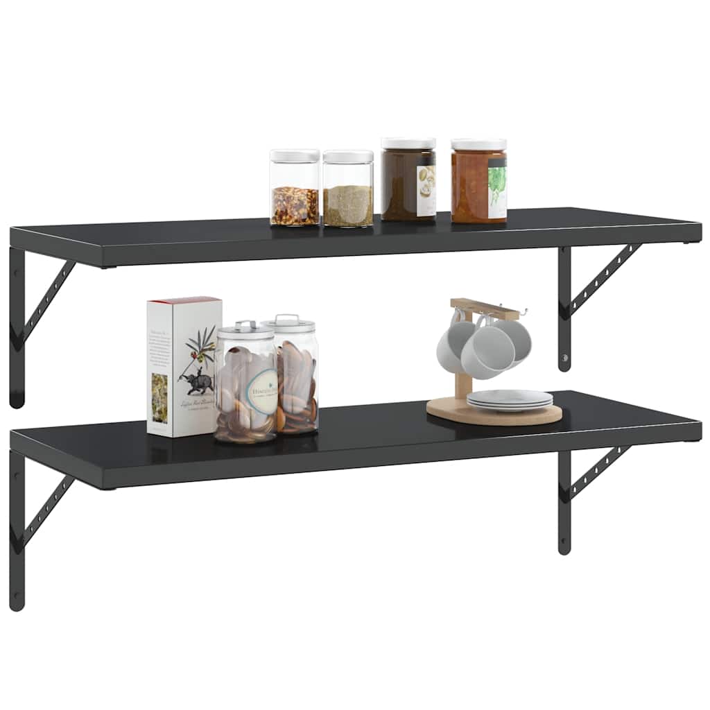 Staffe per Mensola 4 pz 40x2,5x25 cm in Acciaio Inox Nero | homemem39