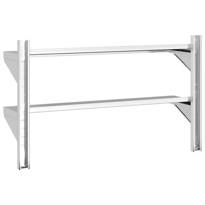 Mensola a Muro 2 Ripiani 100x23,5x60cm Argento in Acciaio Inox | homemem39