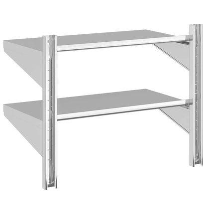 Mensola Muro 2 Ripiani 75x40x60cm Argento Acciaio Inossidabile | homemem39