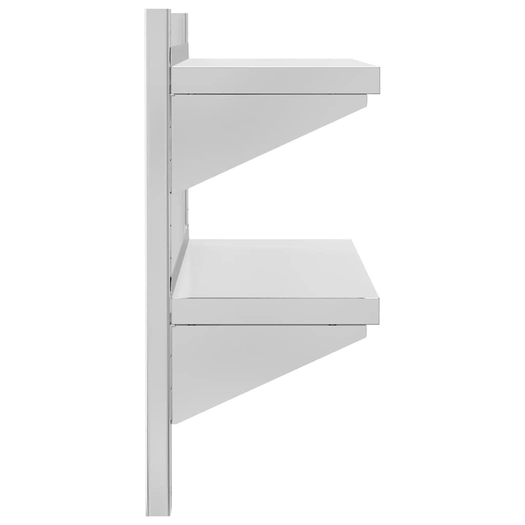 Mensola a Muro 2 Ripiani 75x23,5x60cm Argento in Acciaio Inox | homemem39