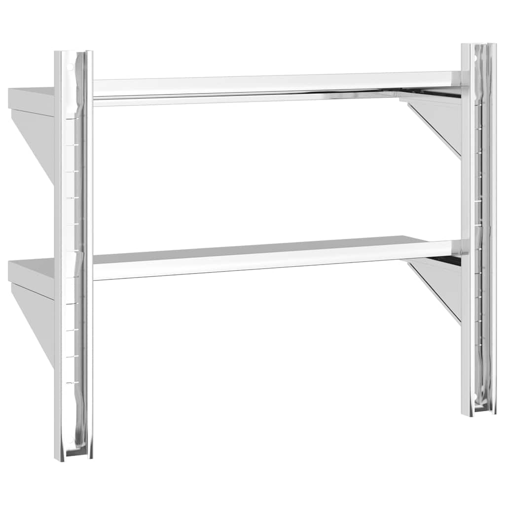 Mensola a Muro 2 Ripiani 75x23,5x60cm Argento in Acciaio Inox | homemem39