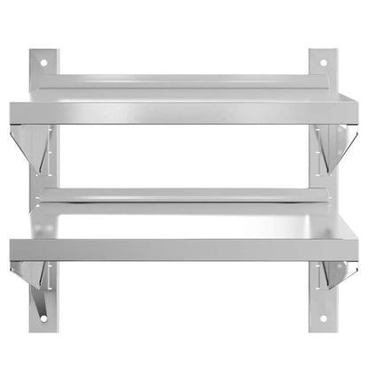Mensola Muro 2 Ripiani 50x40x48 cm Argento Acciaio Inossidabile | homemem39