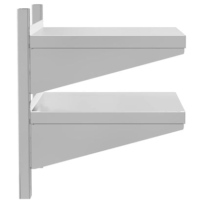 Mensola Muro 2 Ripiani 50x40x48 cm Argento Acciaio Inossidabile | homemem39