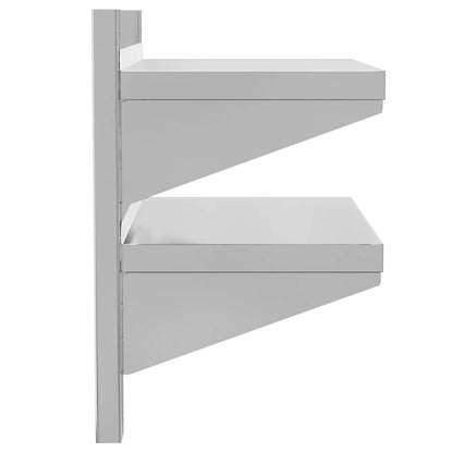 Mensola Muro 2 Ripiani 50x30x48 cm Argento Acciaio Inossidabile | homemem39