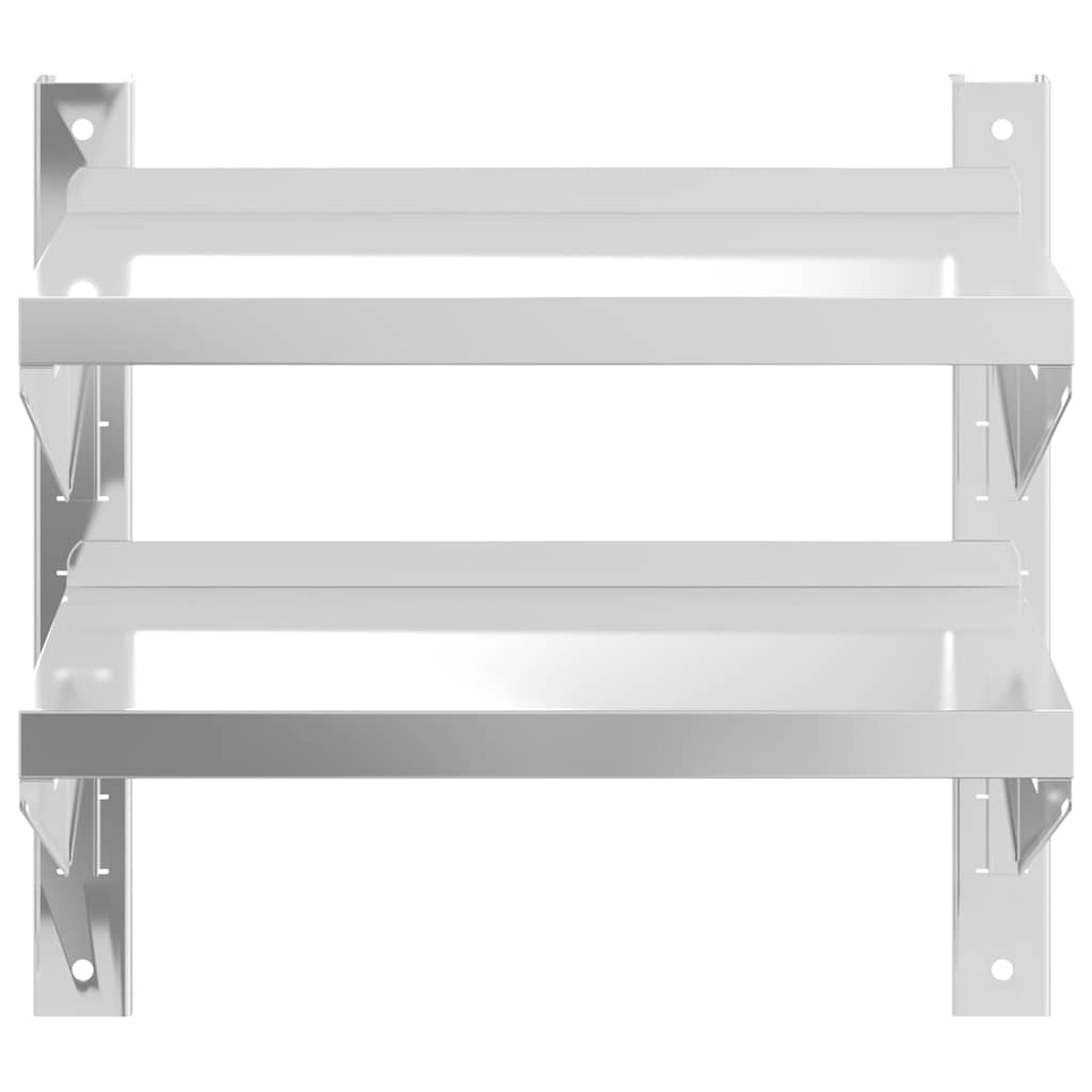 Mensola a Muro 2 Ripiani 50x23,5x48cm Argento in Acciaio Inox | homemem39