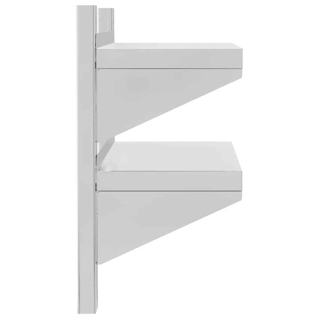 Mensola a Muro 2 Ripiani 50x23,5x48cm Argento in Acciaio Inox