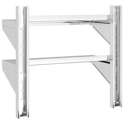 Mensola a Muro 2 Ripiani 50x23,5x48cm Argento in Acciaio Inox