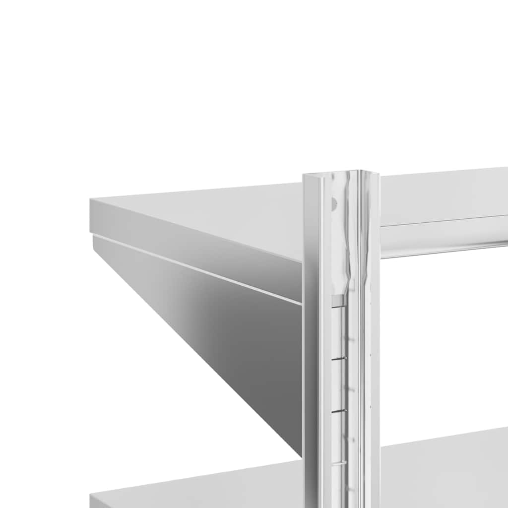 Mensola a Muro 2 Ripiani 50x23,5x48cm Argento in Acciaio Inox