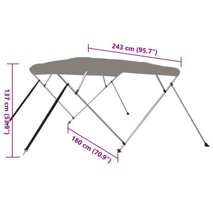 Bimini di Prua con Tendalino 4 Archi Grigio 243x180x137 cm | homemem39