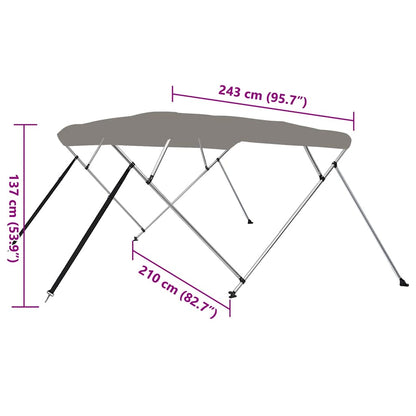 Bimini di Prua con Tendalino 4 Archi Grigio 243x210x137 cm | homemem39