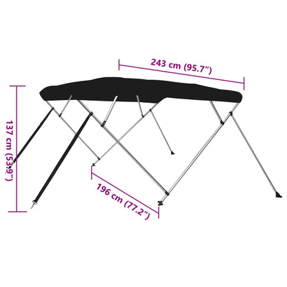 Bimini di Prua con Tendalino 4 Archi Nero 243x196x137 cm | homemem39