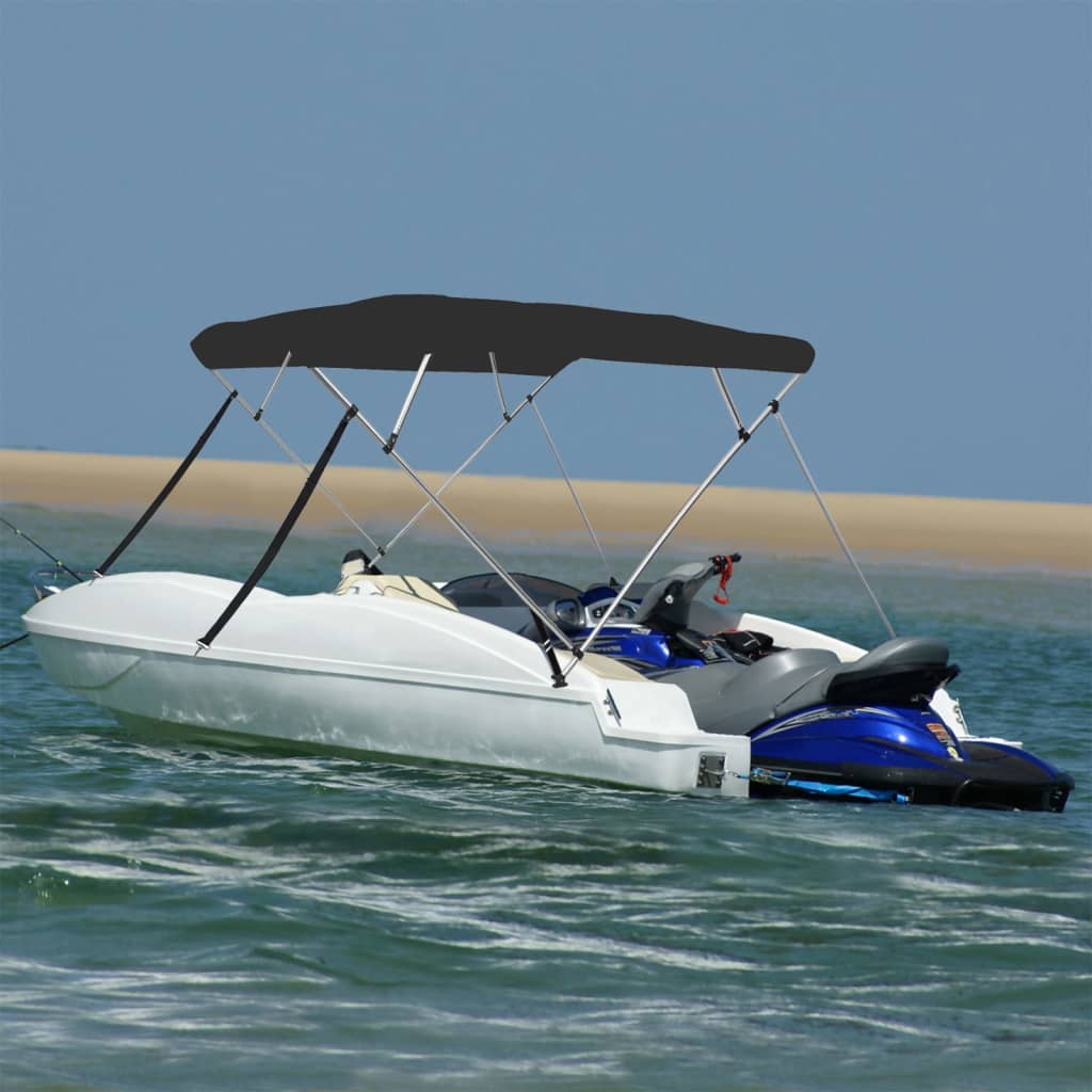 Bimini di Prua con Tendalino 4 Archi Nero 243x196x137 cm