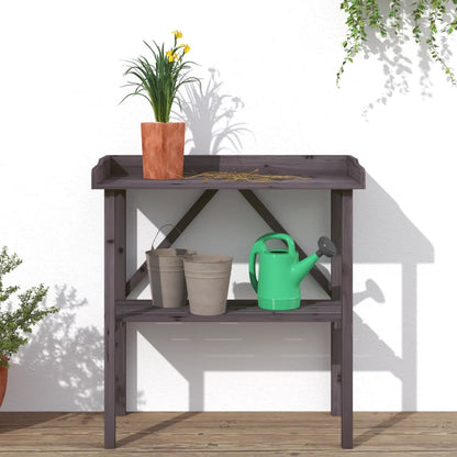 Tavolo Piante Ripiano Grigio 78x38x,82,5cm Legno Massello Abete | homemem39