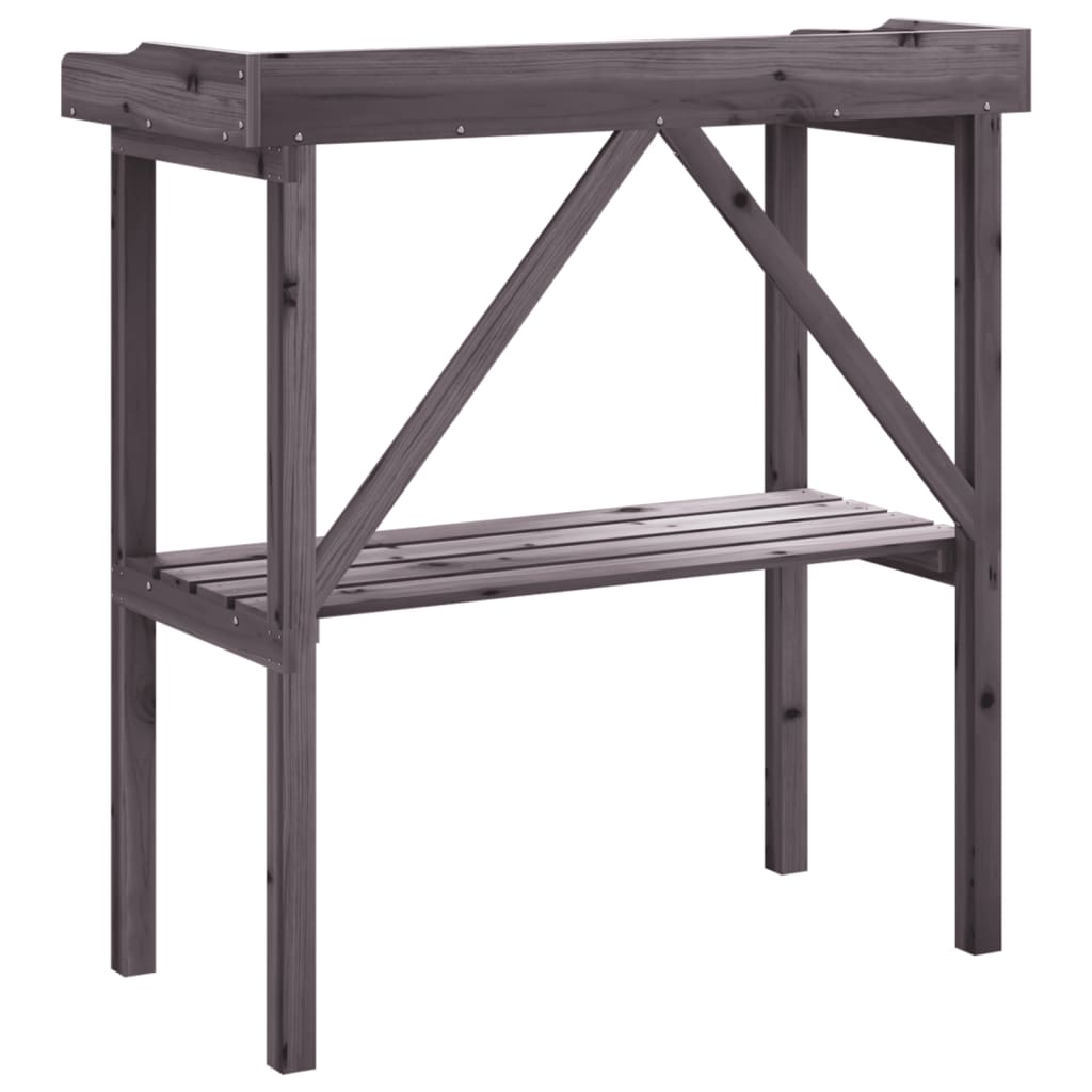 Tavolo Piante Ripiano Grigio 78x38x,82,5cm Legno Massello Abete | homemem39