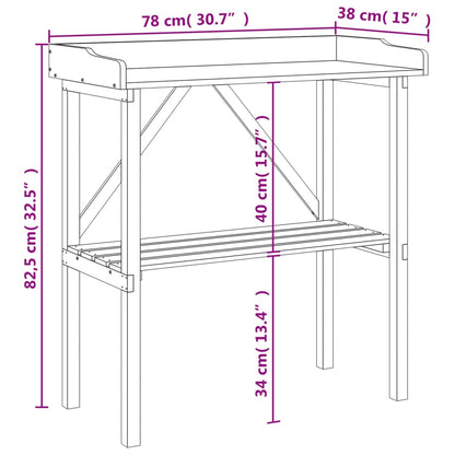 Tavolo Piante Ripiano Grigio 78x38x,82,5cm Legno Massello Abete | homemem39