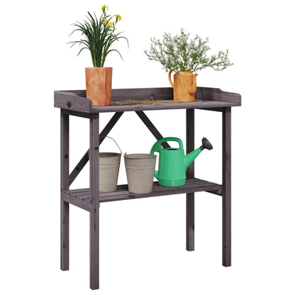 Tavolo Piante Ripiano Grigio 78x38x,82,5cm Legno Massello Abete | homemem39